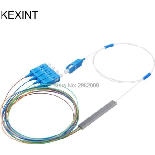KEXINT Fiber Optic PLC Splitter 1x4 mini Module 0.9 1m with Connector SC UPC / 10pieces