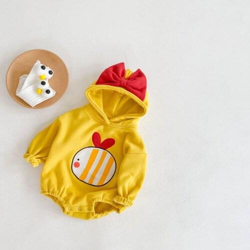 Ins Hot Sale Baby Girls Thicken Hooded Romper