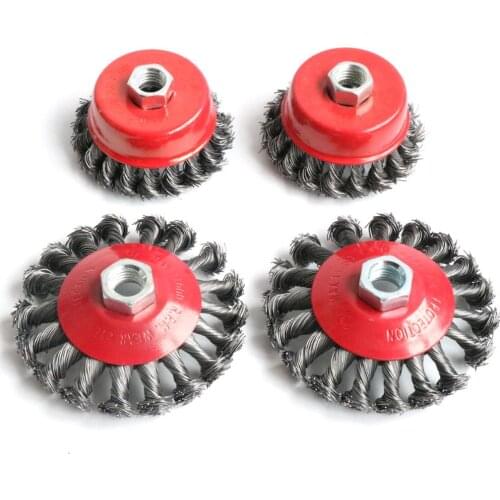 2Pcs M14 M10 screw Twist Knot Wire Wheel Cup Brush For Angle Grinder Steel Wire & Alloy Metals Twisted & Crimped Wire Brushes Ki