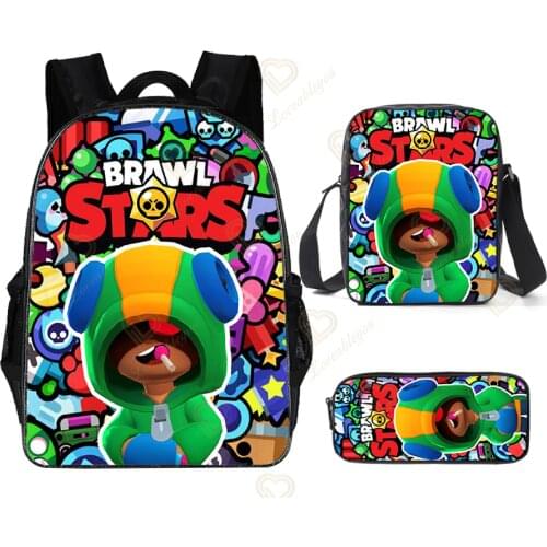 Leon Mochila Video Game Sac A Dos 3 Pieces/Set 3D Print Anime Stars Backpack Men Impostor Rucksack Lunchbag Pen Case 12/16inch