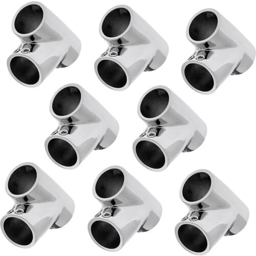 MagiDeal 8pcs 316 Stainless Steel Boat Handrail Fitting 60 Degree Tee 7/8in