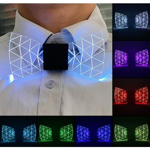LED Acrylic Bow Tie Light up LED Men Bow Tie Luminous Bow tie Costume Men Ties DJ Dance Glow Party Decoration Novelty Gift