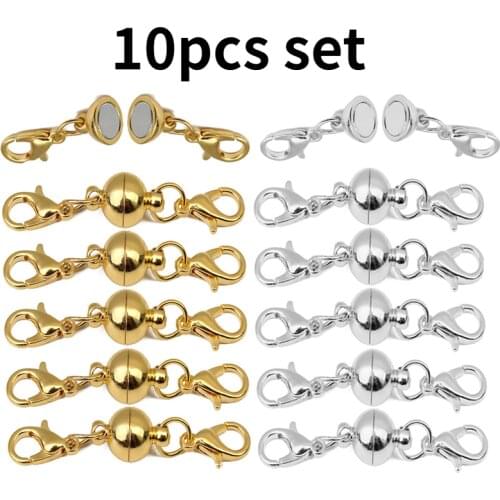 10pcs Set DIY Jewelry Round Necklace Magnet Clasp Connector Buckle Necklace Bracelet Gold Silver Jewlery Accessories