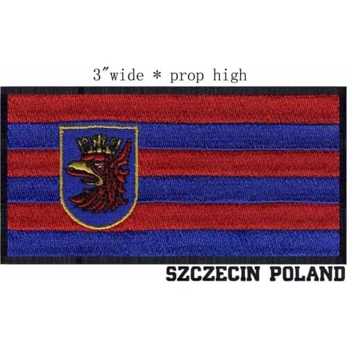 Szczecin, Poland Flag 3" wide embroidery patch for embroidery kit/costura/fashion kit