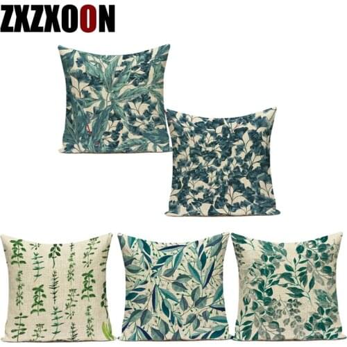 Tropical Green Plant Leaf Leaves Polyester Polyester Home Decoration Pillow Cushion Cover for Sofa Home Living Room