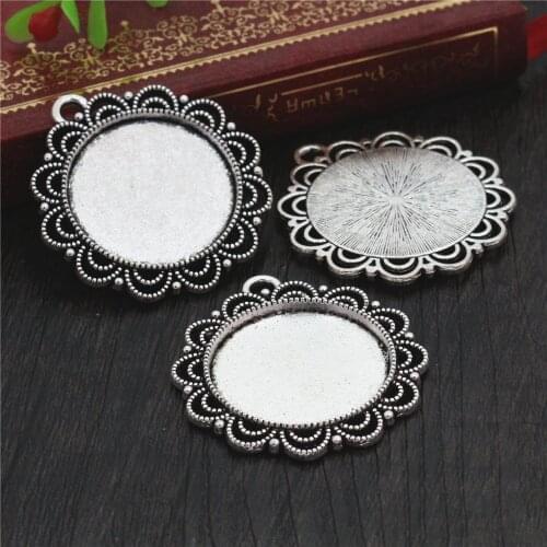 New Fashion 5pcs 25mm Inner Size Antique Silver Plated Cool Style Cabochon Base Setting Charms Pendant (A6-37)