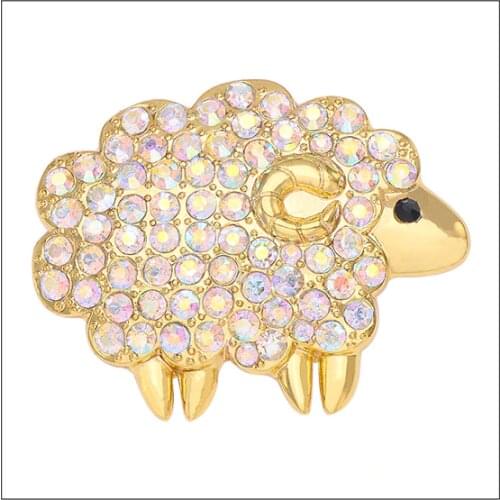 New Rhinestone Brooch Vintage Cute Broche Strass Mujer Beautiful Crystal Sheep Brooch Animal Broche Lapel Pin Jewellery X1574
