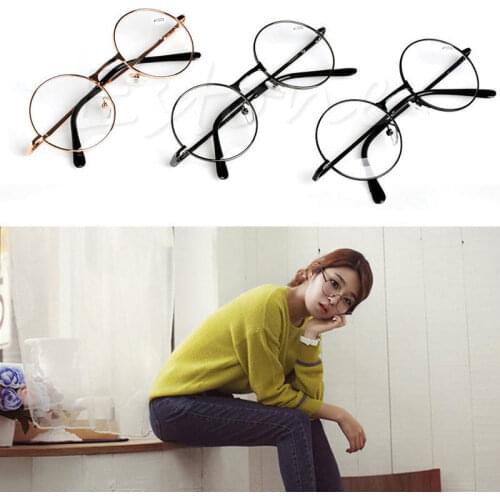 Unisex Retro Round Presbyopic Reading Glasses Metal Frame Personality Eyeglass