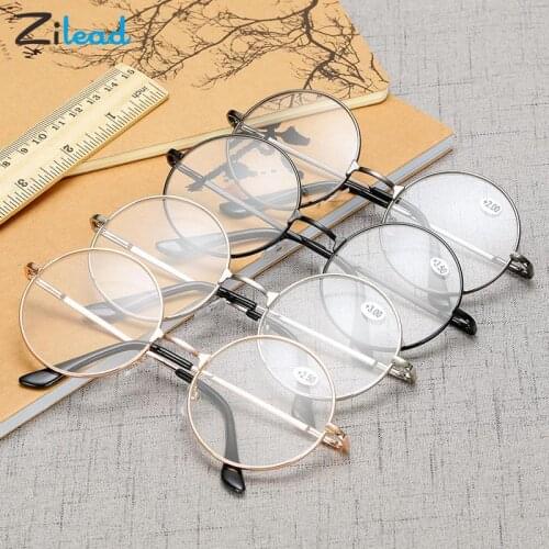 Zilead Retro Round Reading Women&Men Glasses Metal Presbyopic Glasses Myopic Lens Eyewear Glasses+1.0+1.5+2.0+2.5 +3.0 +3.5 +4.0
