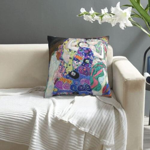 Gustav Klimt,Virgin, 1913 pattern print Cushion Cover Decorative Pillowcase Chair Seat Square Car Pillow