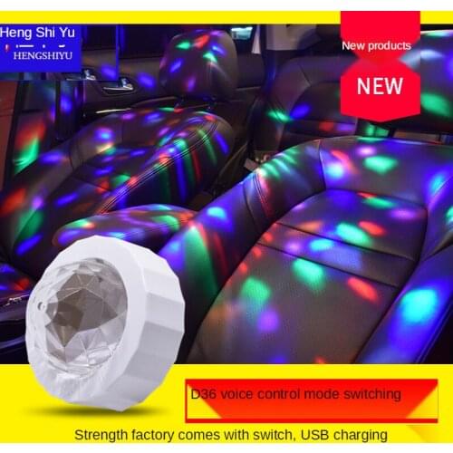 Car Atmosphere Lights USB Charging Voice-controlled Led Stage Decorative Disco Magic Ball Christmas Music Rhythm