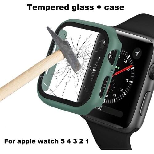 Full cover for Apple Watch series 5 4 3 2 bumper hard frame Tempered glass for iWatch 38mm 42mm 40mm 44mm screen protector case