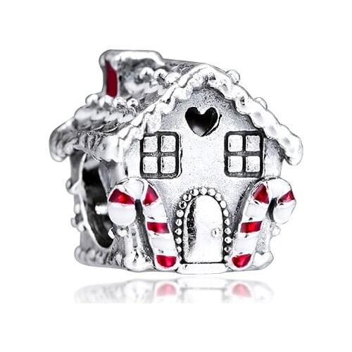 Gingerbread House Charms For Jewelry Making Fits For Beaded Chain Bracelets Sterling Silver Jewelry Woman DIY Beads