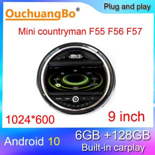 Ouchuangbo radio gps stereo for 9 inch mini cooper countryman F55 F56 F57 One Hatchback Android 10 multimedia 128GB