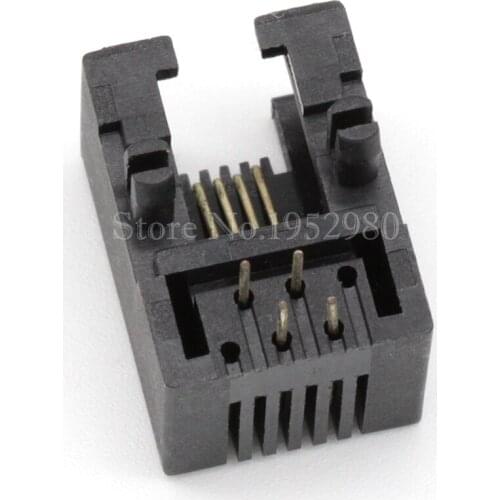 20PCS/LOT RJ11 Connector RJ11 Network Jack 6P4C Female Phone Socket Plastic Black 4Pins
