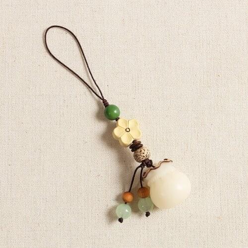 Hand-woven Bodhi Root Lucky Bag Lucky Key Chain Pendant Key Holder Keychains Women Bag Charm Pendant Keychain