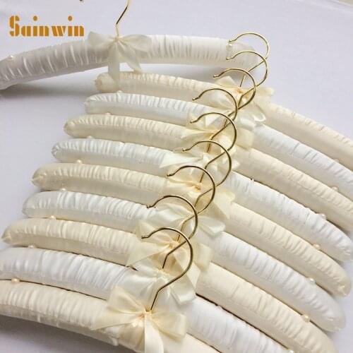 Sainwin 10pcs/lot 35cm silk slip-resistant hanger package women or children cloth hangers spaghetti strap wedding dress hanger