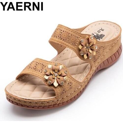 YAERNI Summer Womens Sandals Flat Platform Shoes Slippers Slides For Home Interior Slippers House Girl Ladies' Rubber Slippers