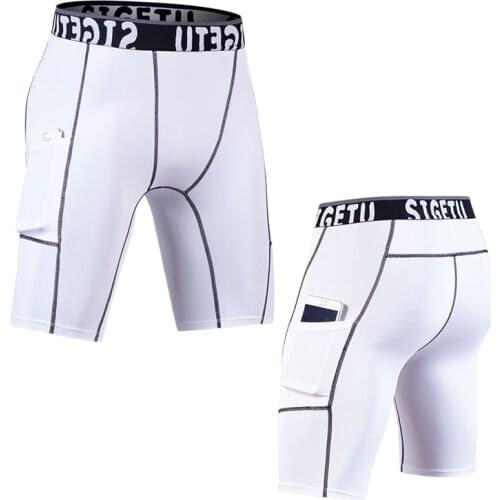 Psvteide Gym Shorts Men Compression Shorts Pocket Short Sport Homme Spandex Shorts Men Sports Underwear Man Compression Bottom