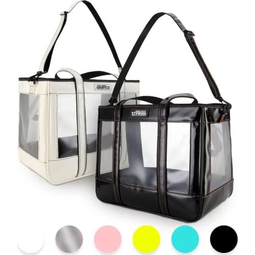 Large Pet Dog Cat Carrier Bag Fashion Transparent Travel PU Shoulder Handbag Backpack Airline Approved Transport Carrying