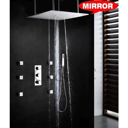 Swash And Rainfall Bathroom Bath & Shower Set 20 Inch Bath Ceil Mounted Shower Head Thermostatic Mixing Faucet Valve