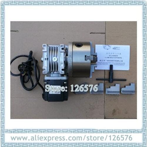 CNC Rotary axis 20:1 3 JAW 4 Jaw CHUCK 100mm with 57/86 Stepper motor The 4th axis