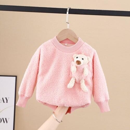 Girl Boy Baby Knitted Sweaters 2021 New Autumn Fall Winter Cartoon Bear Doll Clothes Kids Soft Cotton Outfit Childrens Clothing