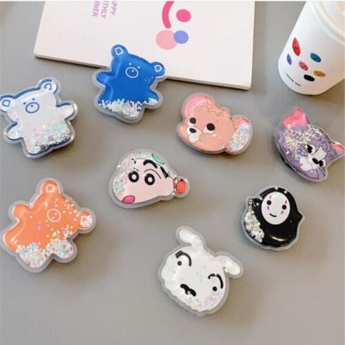 Quicksand Bear Cartoon Cat Expanding Stand Mount Phone Socket Fold Mobile Smartphones Pocket Desktop Bracket Phone Stand Holder