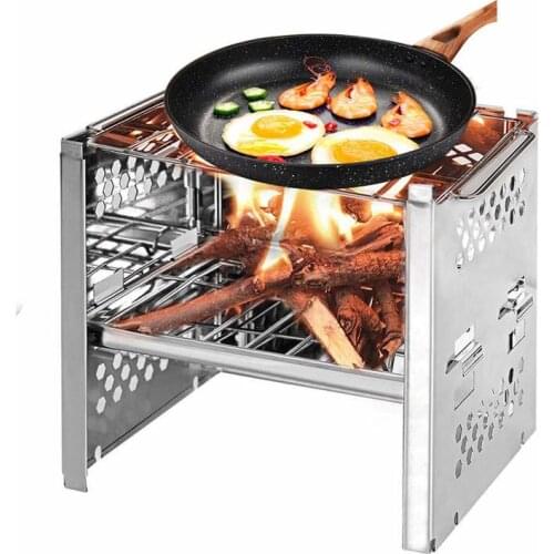 Yooap new outdoor mini stainless steel folding barbecue grill camping barbecue wind wood fire carbon portable backpack stove