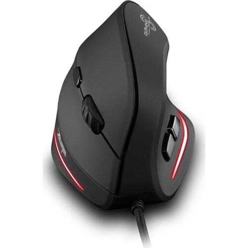 ZELOTES T20 USB Wired Vertical Optical Mouse Rechargeable Ergonomic 4 Gears 3200 DPI 6 Buttons Gaming Mice for PC Computer