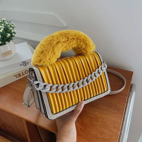 Pu Leather Women Handbags High Quality Ladies Small Faux Fur Handle Shoulder Bags Luxury Female Purse Crossbody Bag New