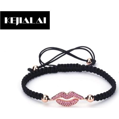 Hyperbole Red Mouth Charm Bracelet for Women Red Color Cubic Zirconia Paving Accessories Best Gift for Sexy Lady Birthday Party