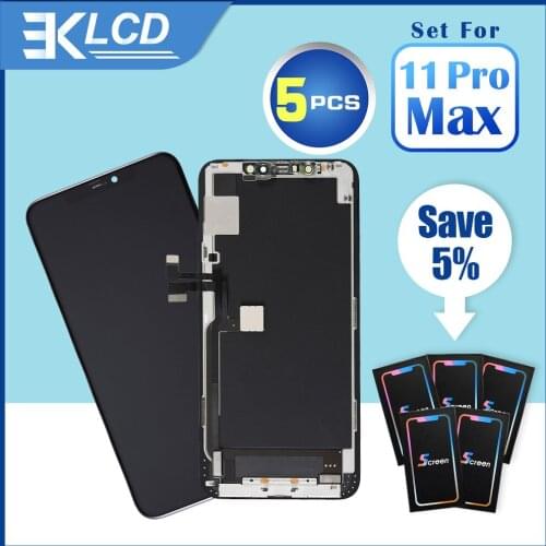 5PCS OEM LCD Screen For iPhone 11 Pro Max OLED Display Hard Soft with 3D Touch Digitizer Assembly INCELL LCD Support Ture tone