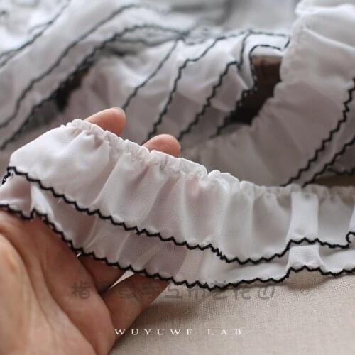 1M White Chiffon Lace Fabric Ribbon Guipure Black Edge Craft Supplies DIY Sewing Trimmings Dress Decoration Dentelle 6CM Wide