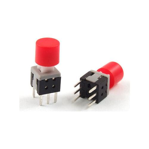 10 Pcs 5.8 x 5.8mm x 10mm Red Cap Tact Tactile Push Button Switch Lock 6 Pin DIP