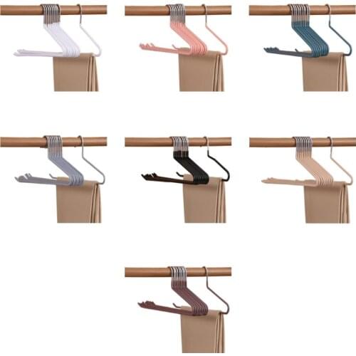 68UE 10pcs Trousers Pants Hangers Non Slip Coating Slim Space Saving Open Ended Design Multi-functional