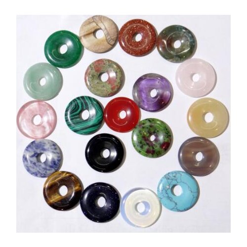 30mm Natural stone Quartz crystal Turquoises aventurine donut charms pendant for diy Jewelry making necklace Accessories1pcs A3