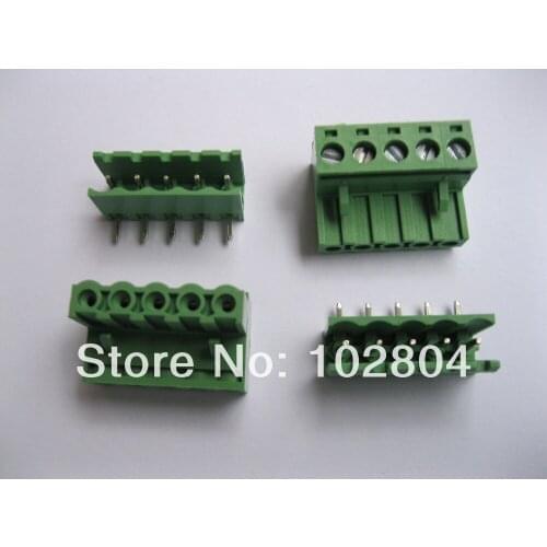 30 Pcs Pitch 5.08mm Angle 5way/pin Screw Terminal Block Connector Green Color L Pluggable Type