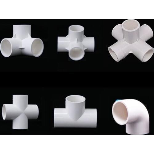 5 Pcs PVC 3/4/5-Way Side Outlet Elbow Straight Tee Elbow Pipe Fittings 20/25/32mm for Home Garden Water Connectors Shelf DIY