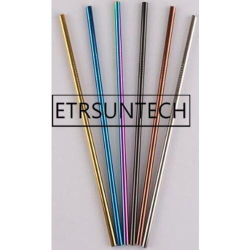 500pcs Drinking Straw Reusable Diameter 8mm Juice Straws Stainless Steel Straw Straight Bent Party Supplies 215mmx8mm
