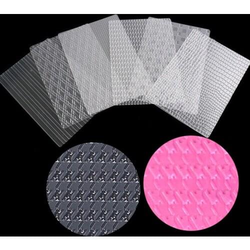 6pcs Transparent Plastic Grid Texture Mat Fondant Cake Plaid Embossed Baking Texture Cake Mold Decorating Tools