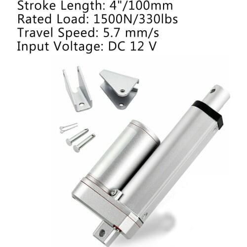 Areyourshop 4" Stroke Linear Actuator DC12V Electric Motor 1500N Water-proof Heavy Duty 100mm