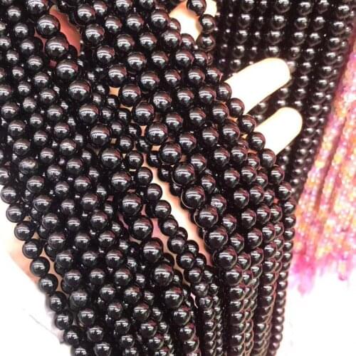 Natural Stone Beads Black Tourmalin Loose Beads For Jewelry Making Charms DIY Necklace Bracelet Anklet Craft Accessory
