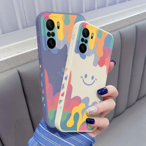 Luxury Cartoon Smiley Face Ice Cream Silicone Phone Case For Xiaomi 10 Lite 10S 11 Pro Ultra Camera Protection Bumper Back Cover