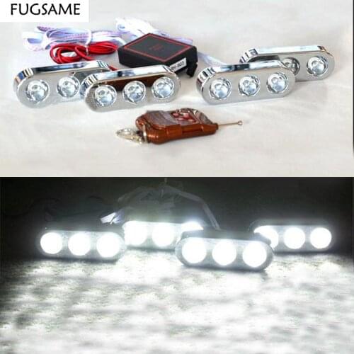FUGSAME 4*3LED wireless remote control strobe rogue reversing car Hawkeye 12LED daytime driving lights flashing lights