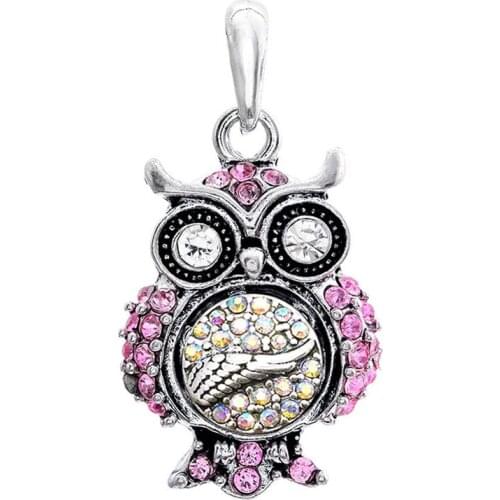 Hot Sale 119 Owl 12mm Snap Button Pendant Necklace For Women Charm Fashion Interchangeable jewelry gift