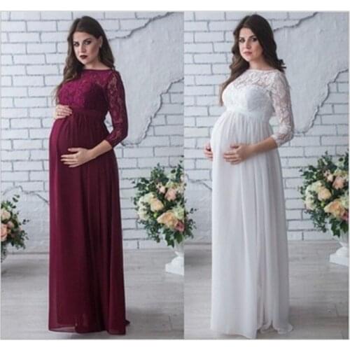 New Arrived Maternity Lace Dresses Plus Size Pregnancy Dress Gown Chiffon Maternity Photography Props Women