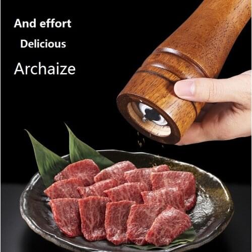 Pepper Mill 5 8 10 Inch Salt and Solid Wood Spice Grain Grinder with Adjustable Ceramic Grinding core Kitchen Tools Mills