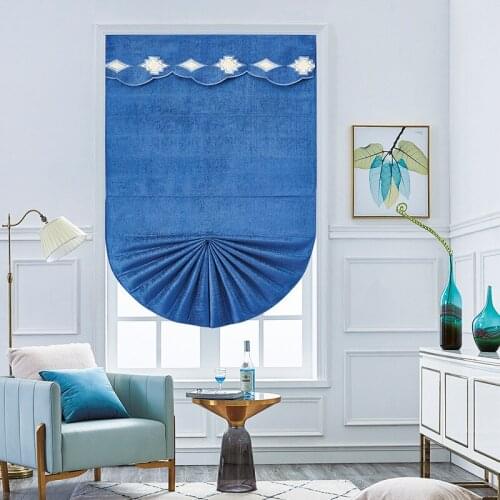Multiple Colors Roman Curtains Luxury With Valance For Living Study Room Thick Blue Customize Size