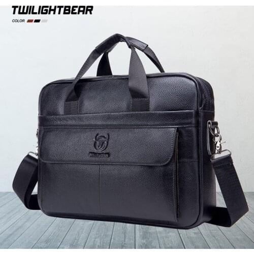 New Mens Bag Briefcase Cow Leather Handbags High Quality Business Laptop Massager Bag Men Brand Handbags BS046